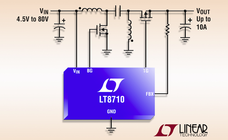 Linear's 80V synchronous SEPIC/inverting/boost DC/DC controller delivers up to 10A